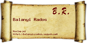Balanyi Rados névjegykártya